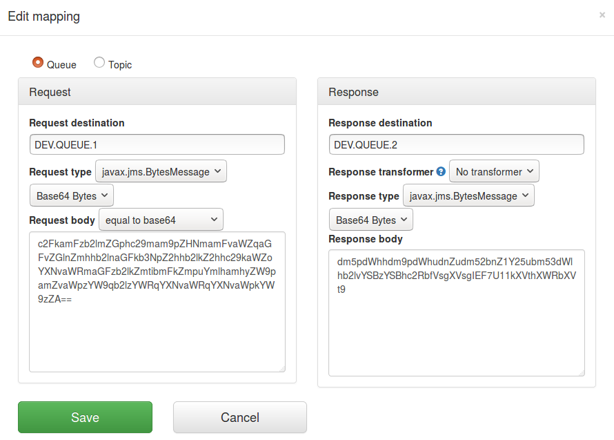 Edit JMS bytes mapping screenshot