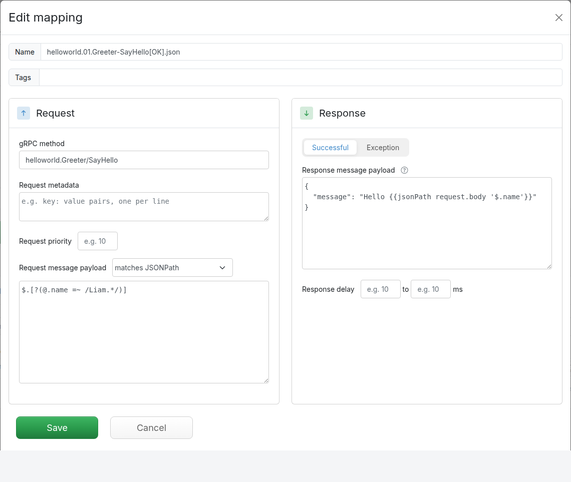 Edit gRPC mapping screenshot