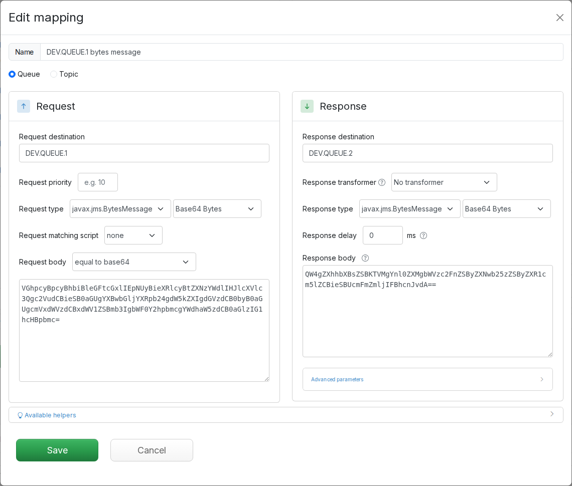 Edit JMS bytes mapping screenshot